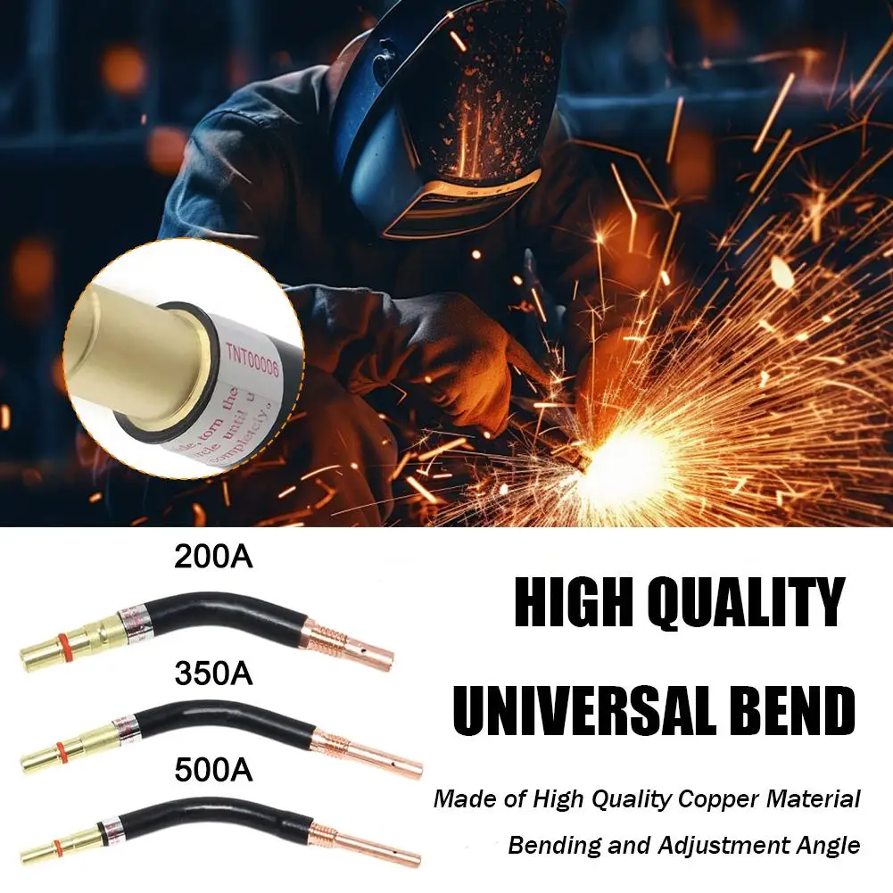 Arc Welding Torch Elbow 200A/350A/500A Copper Brass Gas Size Accessories Welding Torch 3 Shielded M2S4