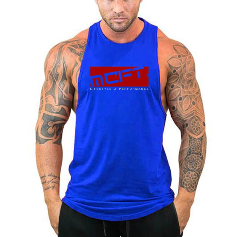 Summer Men New Professional Gym Workout weightlifting Sport and Jogging Cool Shirt Fashion Breathable Vest Neck Graphic Printed
