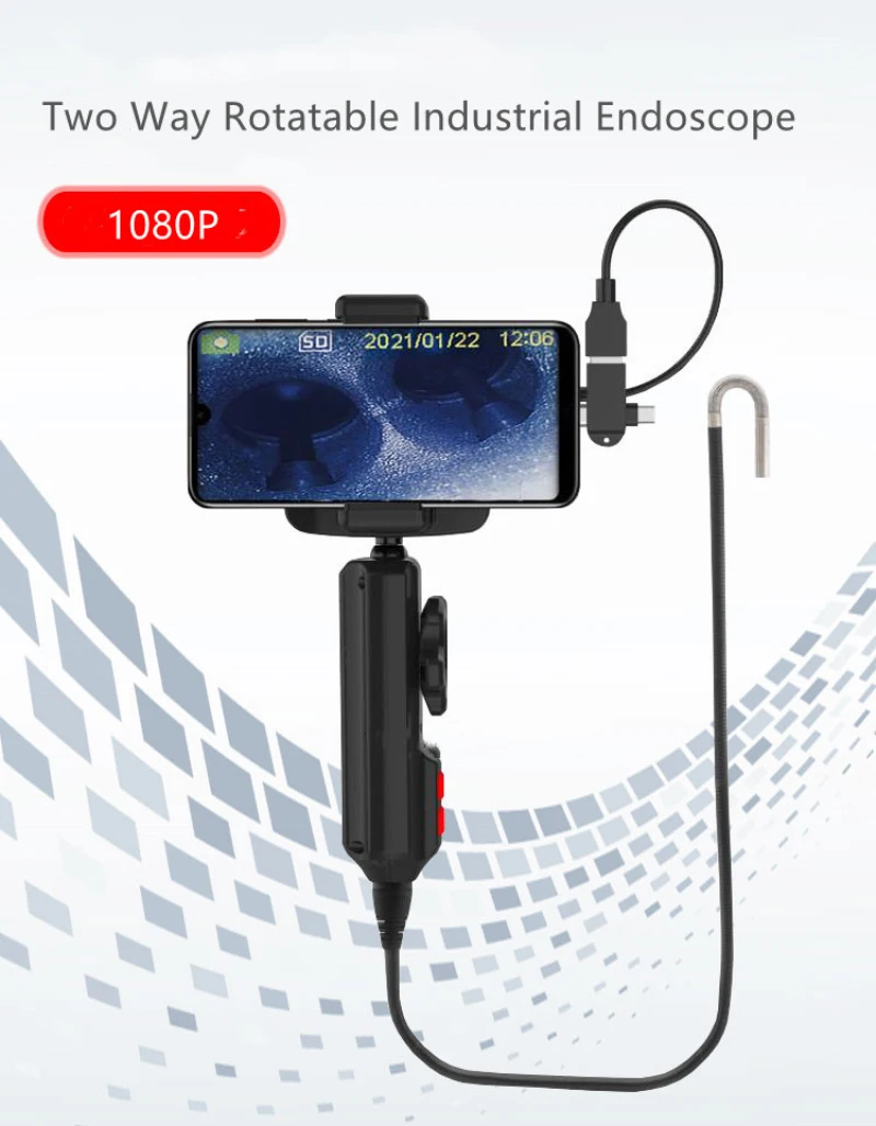 8mm 180Degree Two Way Articulate Steering Industrial  Endoscope CMOS Borescope Inspection Otoscope Camera Digital Microscope