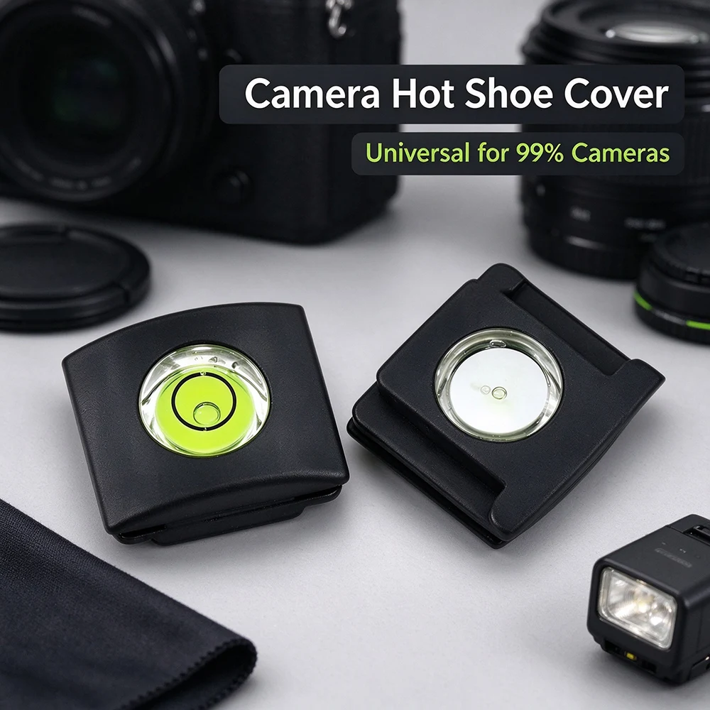 Universelle Wasserwaage für Kamera-Blitzschuh, Schutzabdeckung für Blitzschuh, passend für Canon, Nikon, Olympus, Pentax, Fuji DSLR- und SLR-Kameras.