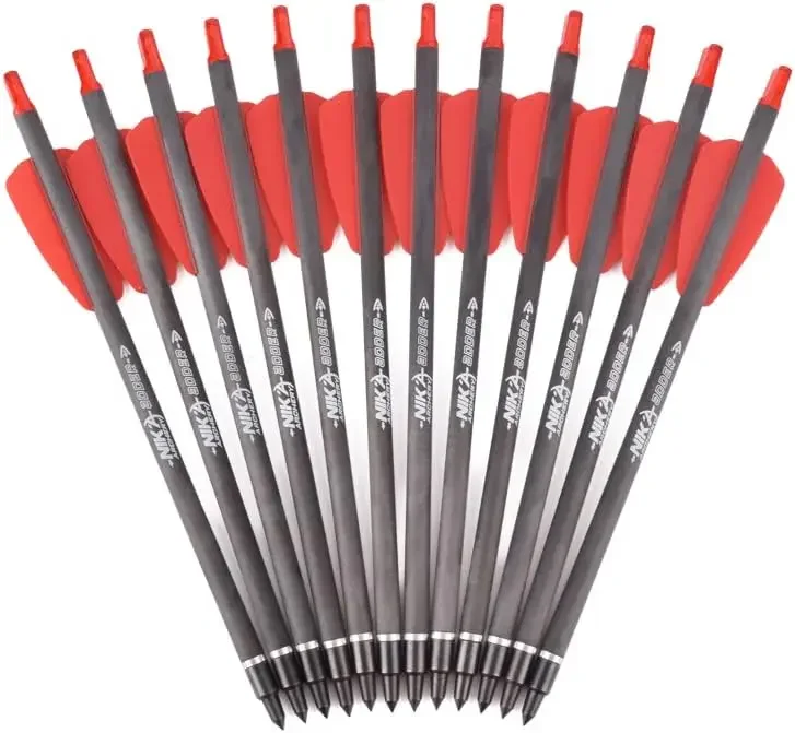 

TY Арбалетные болты для стрельбы из лука 7,5 дюйма R9, карбоновые стрелы, 2 дюйма, красные лопасти с широким наконечником 100 зерен для охоты, стрельбы по мишеням