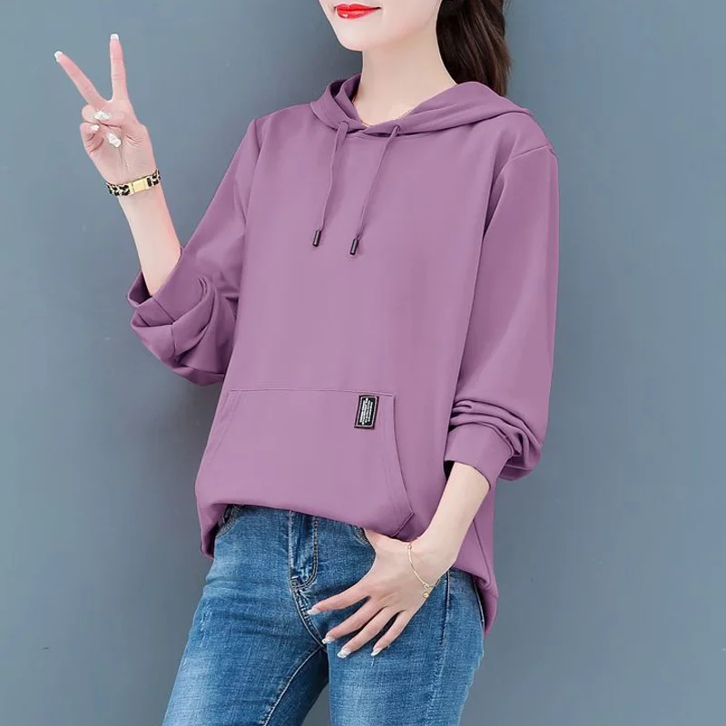 

2023 New Spring and Autumn Fashion Trend Solid Color Pocket Premium Thin Fashionable Loose Relaxed Long Sleeve Hooded Sweater