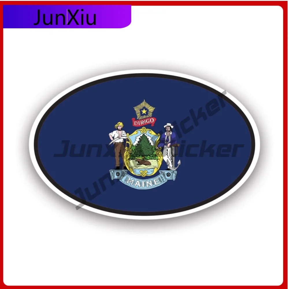 

Maine Flag Oval Sticker Creative Decals V4 Me Euro State Flag Patriotic Car Sticker Vinyl Decal Waterproof Durable Sun Resistant