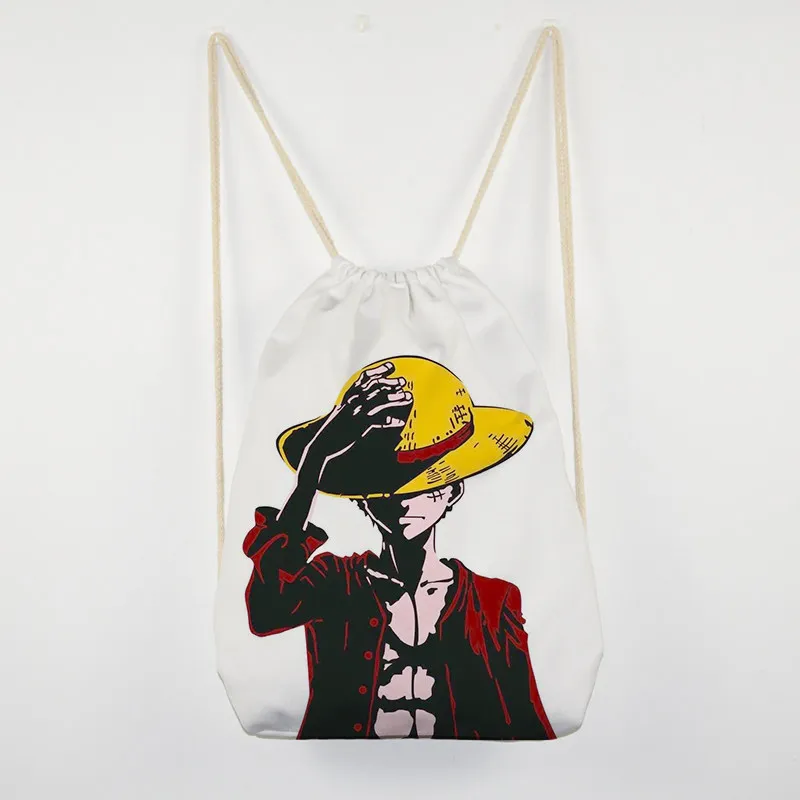 One Piece Rucksack mit Kordelzug, niedlicher und modischer Cartoon-Design, personalisierte, kreative, einfache Canvas-Tasche, Geschenk für Freunde – Detail 9