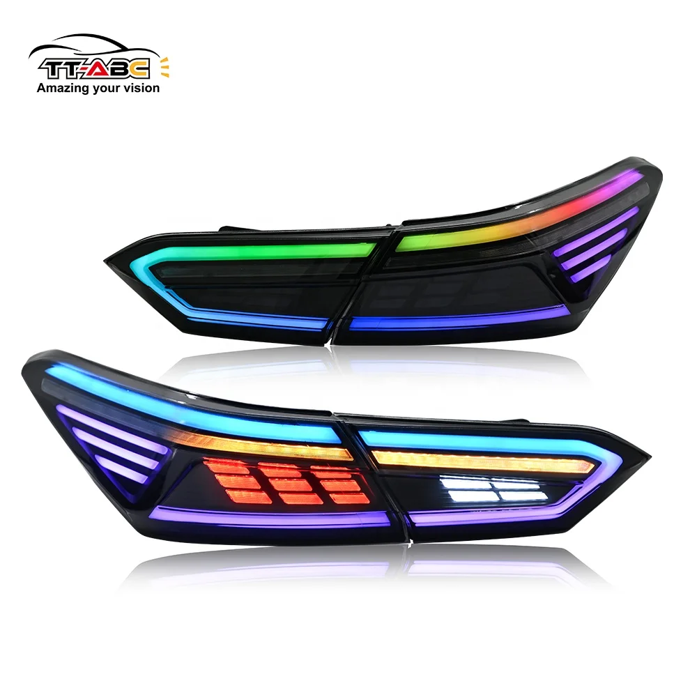 

TT-ABC New RGB Tail Light for 2018-2024 Toyota Camry 8th Gen Tail Lamp Color Control Whit Sequential Turn Signal Animation DRL
