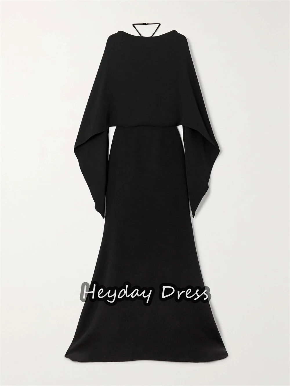 Heyday Crepe A-line Backless Halter Simple Prom Gown Floor Length Long Sleeves Formal Evening Party Dresses For Women 2023