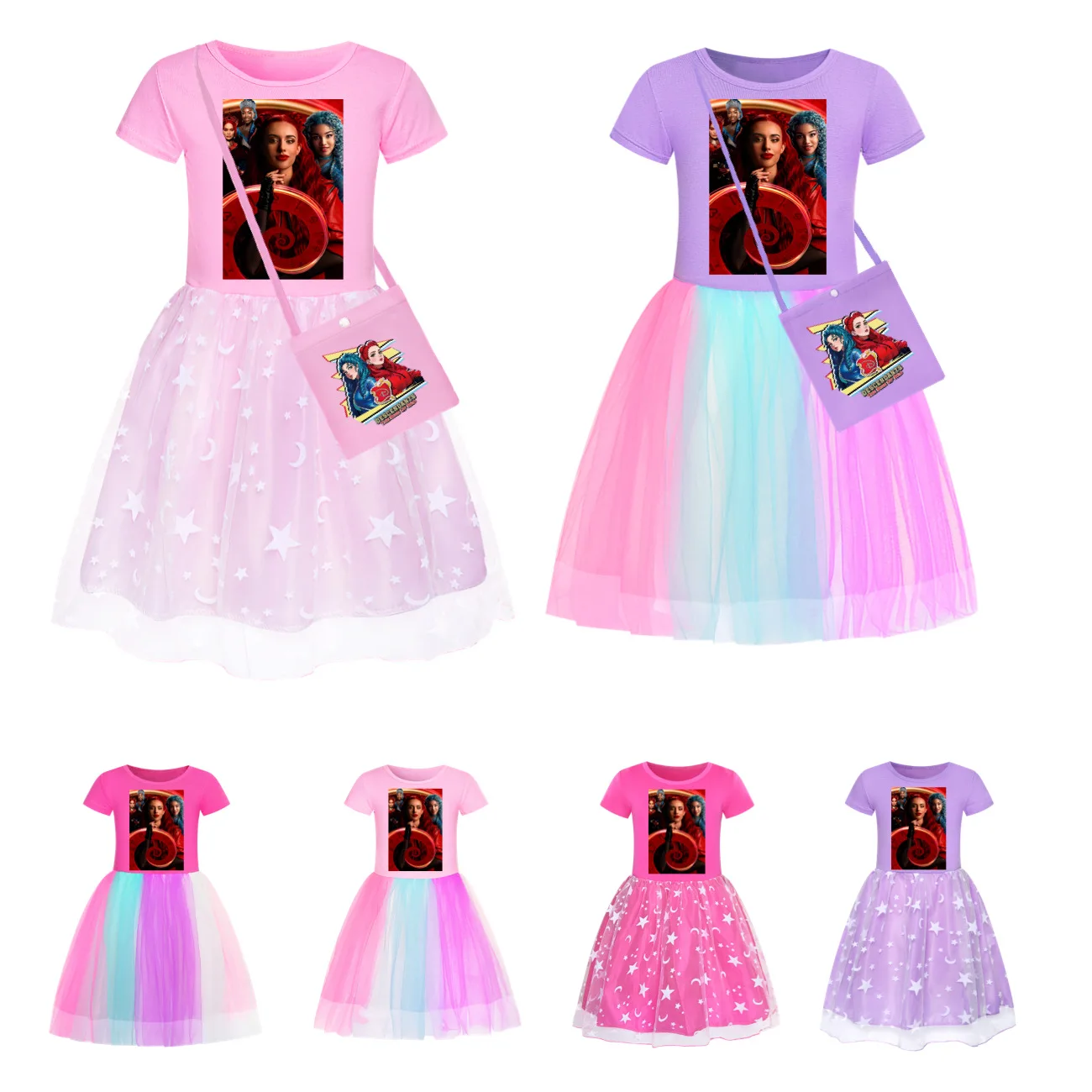 

New Descendants 4 Fashion Dresses for Girls Cotton Girls Sparkle Dress Unicorn Princess Dress for Girls Summer Clothes3633