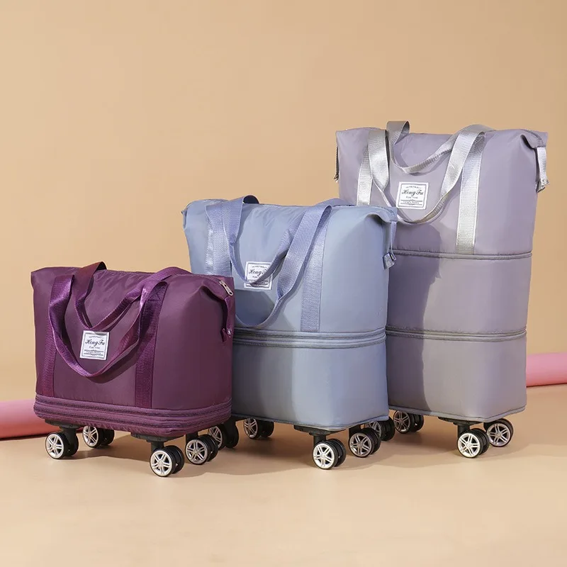 

Universal wheel light tie rod large capacity travel bag expandable storage folding bag