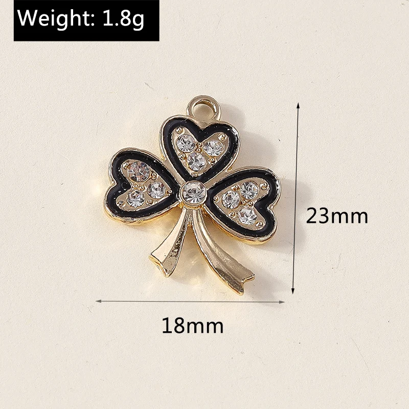 Leslie 10 Stück Luxus-Kristall-Glücksanhänger mit vierblättrigem Kleeblatt für handgefertigten DIY-Schmuck, Statement-Halsketten, Ohrringe, Armbänder und Anhänger – Detail 2