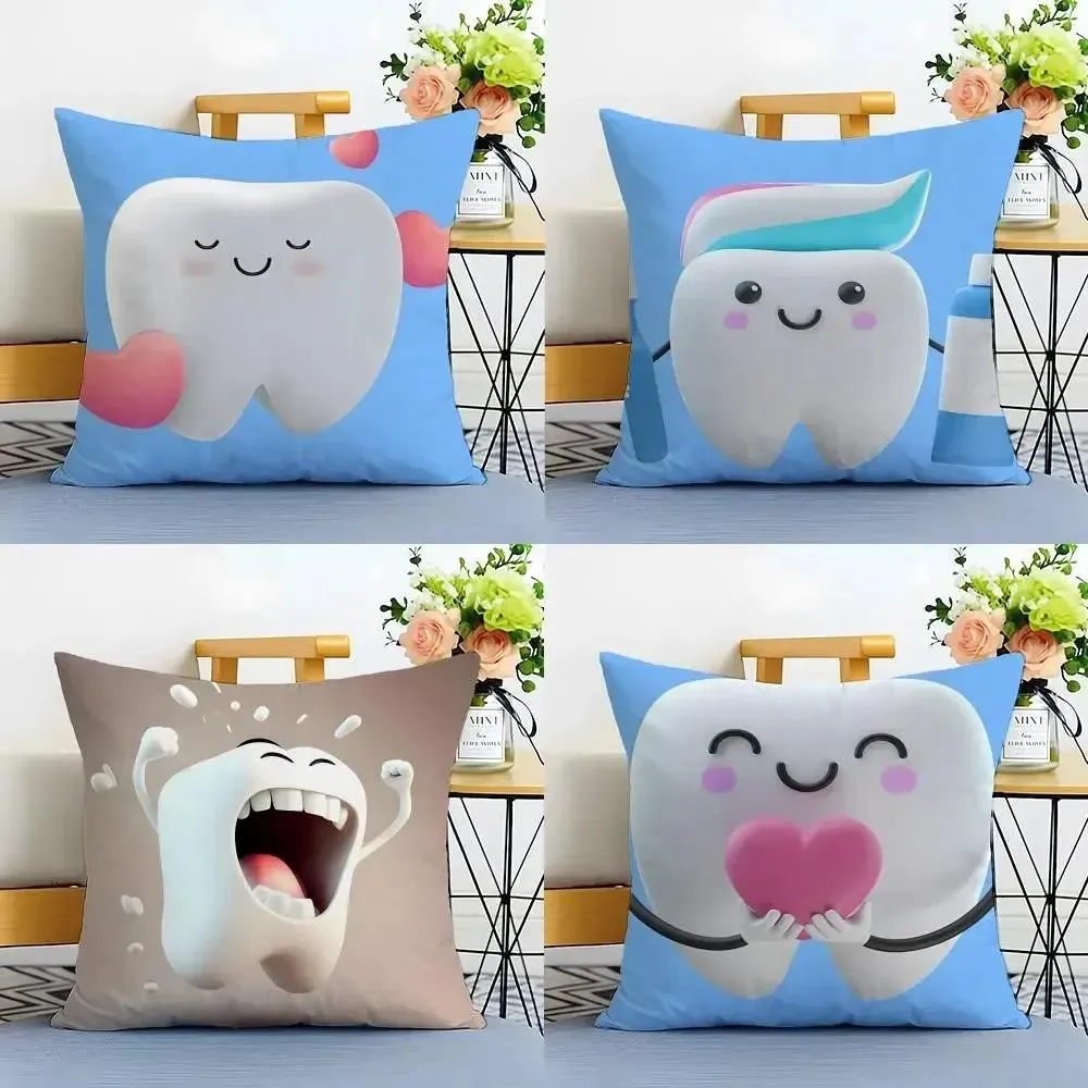 1Pc Personalized Novelty Tooth Anime Throw Pillow, Double-Sided Printing Design, Soft Plush Cushion with Insert, Perfect Gift