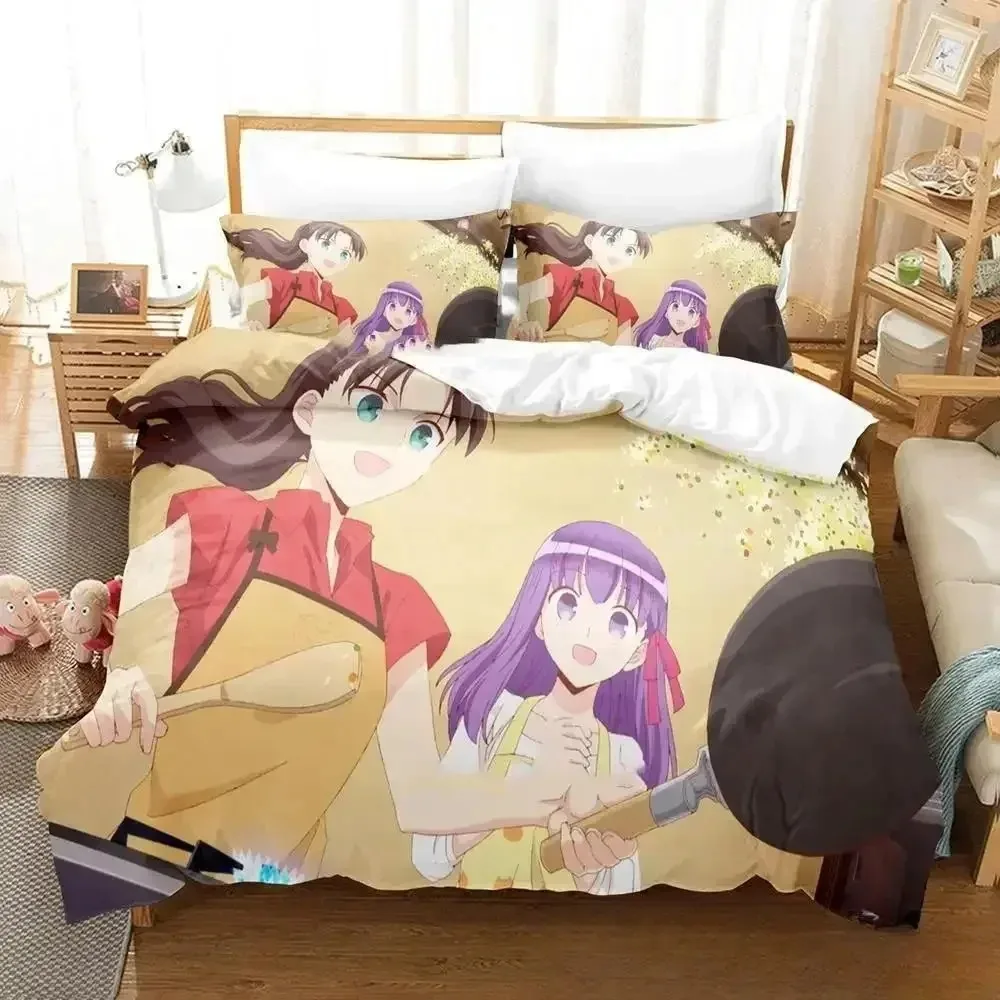 

Anime Todays Menu the Emiya Family Saber Bedding Set 3D Printed Suitable for Bedroom Duvet Cover Set With Pillowcases Kids Home
