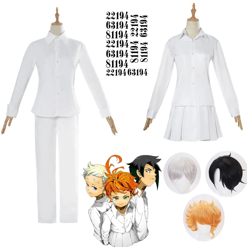 Die Versprochen Nimmerland Cosplay Kostüm Student Uniform Emma Norman Ray Cosplay Perücke Waschbar Tattoo Aufkleber NO.22194/63194/81194