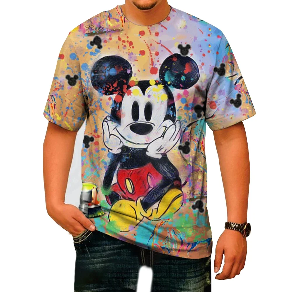 2024 new trend brand Mickey Mouse print boys summer Harajuku casual all-match fashion men\'s round neck short-sleeved T-shirt