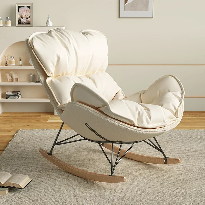 Nordic Style Reclining Rocking Chair – Lazy Couch for Living Room Bedroom, Sleepable Leisure Sofa for Relaxation