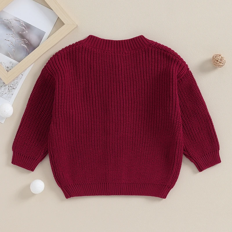 Toddler Baby Girl Boy Cardigan Sweater Knit Chunky Crewneck Long Sleeve Open Front Sweaters Winter Clothes