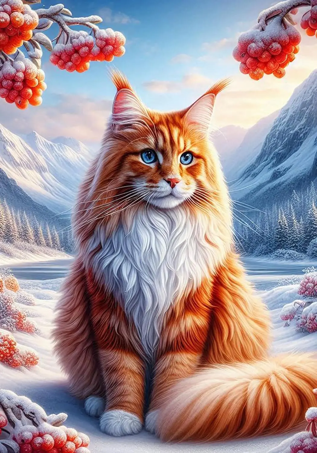 Cat Main Coon Orange - Best of Breed DCR Winter Berries Garden Flag