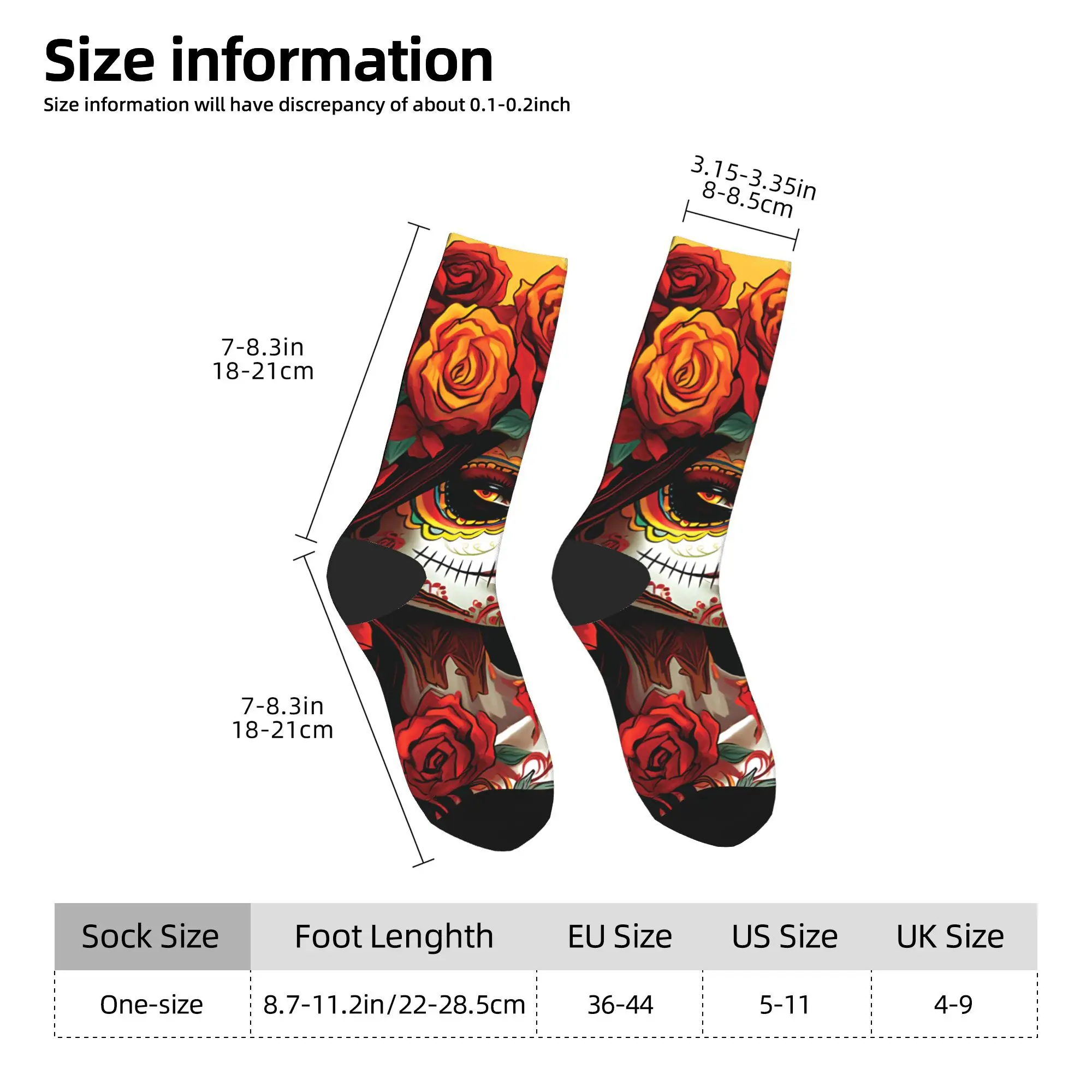 La Catrina Calavera Day of the Dead Носки на Хэллоуин Мужские забавные носки Harajuku Весна Лето Зима Средние чулки-трубы Подарок