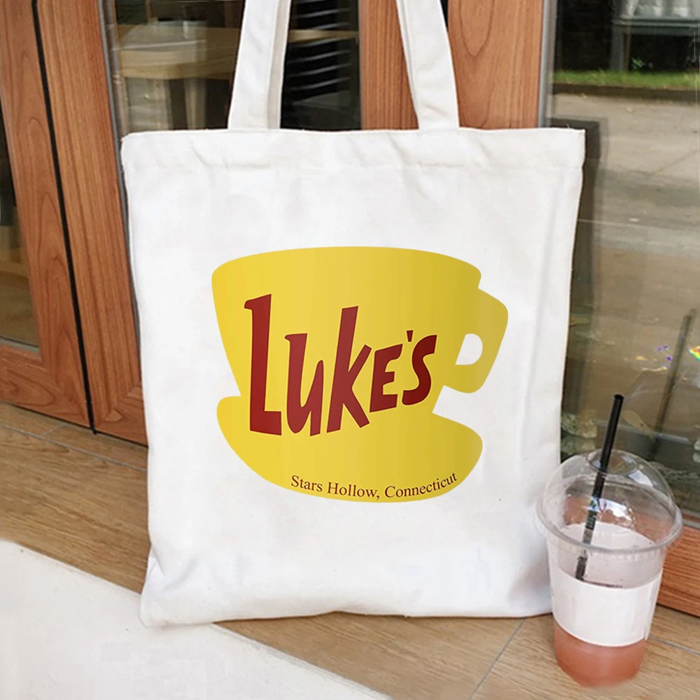 Uke's Diner Tote Bag Stars Hollow Connecticut Gear Women Handbag Gilmore Girls Inspired Lukes Diner Shopping Bag Designer Bags