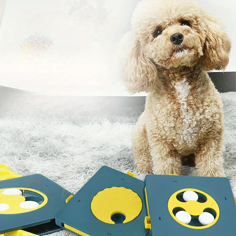 Square - shaped Combined Educational Toys and Feeding Bowls for Pet Dogs.