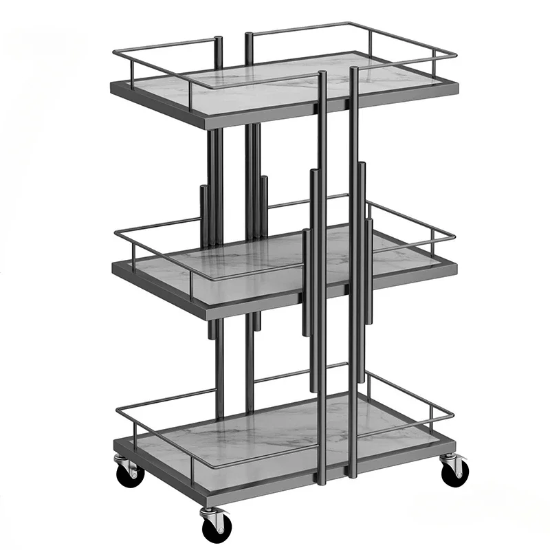 

Beauty Salon Professional Salon Trolleys Modern Salon Furniture For Auxiliary Cart With Wheels European Golden Iron Tool Cart