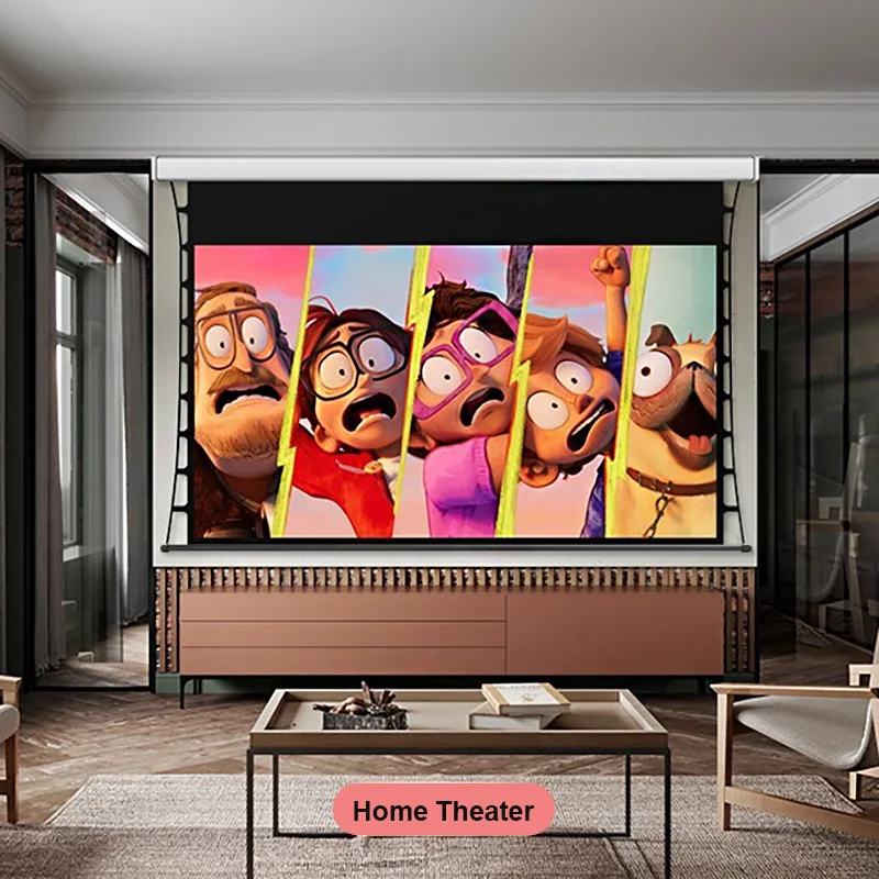 Pet Crystal Material Motorized ALR Tab Tension Projector Screen High Class 80 Inch for Ultra short throw projector 4K 3D Support