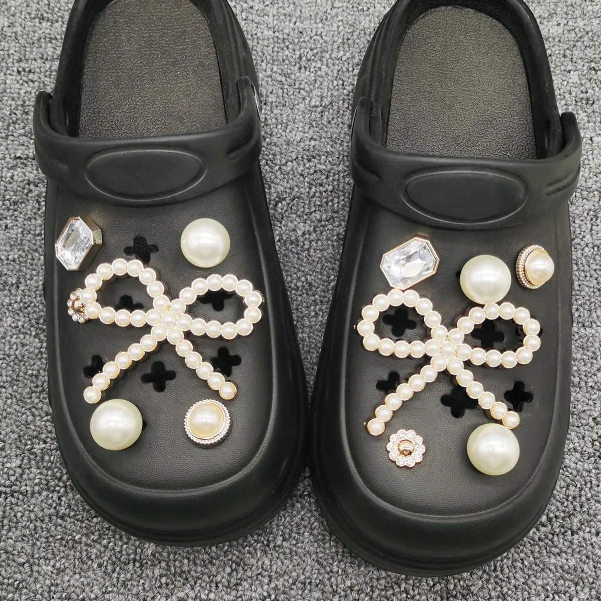 12PCS Flower Shoe Charms Bling Geometric Square Shoe Buckles Decorations Bowknot Shoe Accessories DIY Mutlifunctional Shoe Clips image 5
