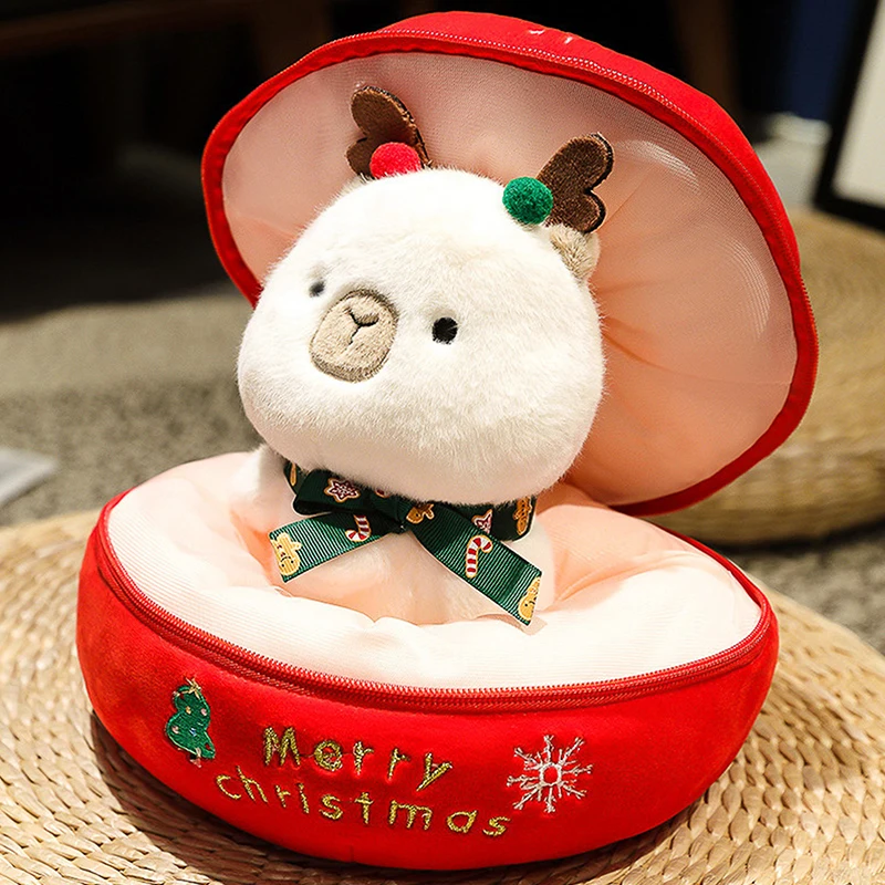Plush Christmas Decoration Dolls Pillow Apples Capybara Stuffed Toy Gifts Home Decoration