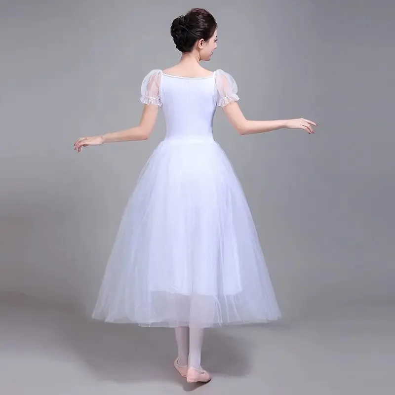 Falda tutú de Ballet con mangas abullonadas, disfraz de Ballet del lago de los cisnes blancos, vestido para niñas, disfraz de Halloween para mujeres, vestido de baile de bailarina para fiesta infantil