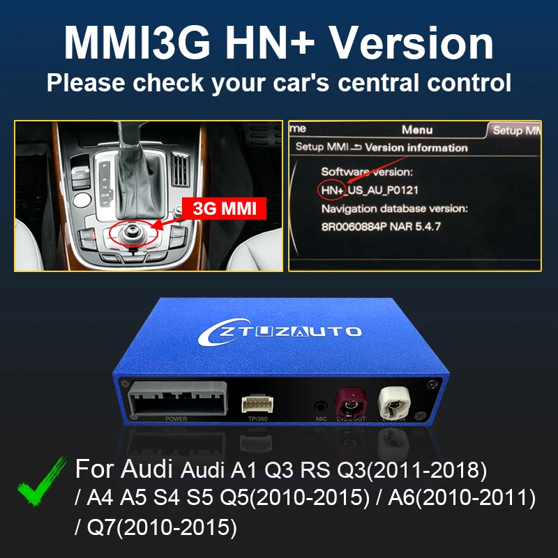 Draadloze CarPlay Android Auto interface voor Audi A3 A4 A5 A6 A7 A8 Q2 Q3 Q5 Q7, met Mirror Link AirPlay CarPlay ondersteuning camera - afbeelding 1