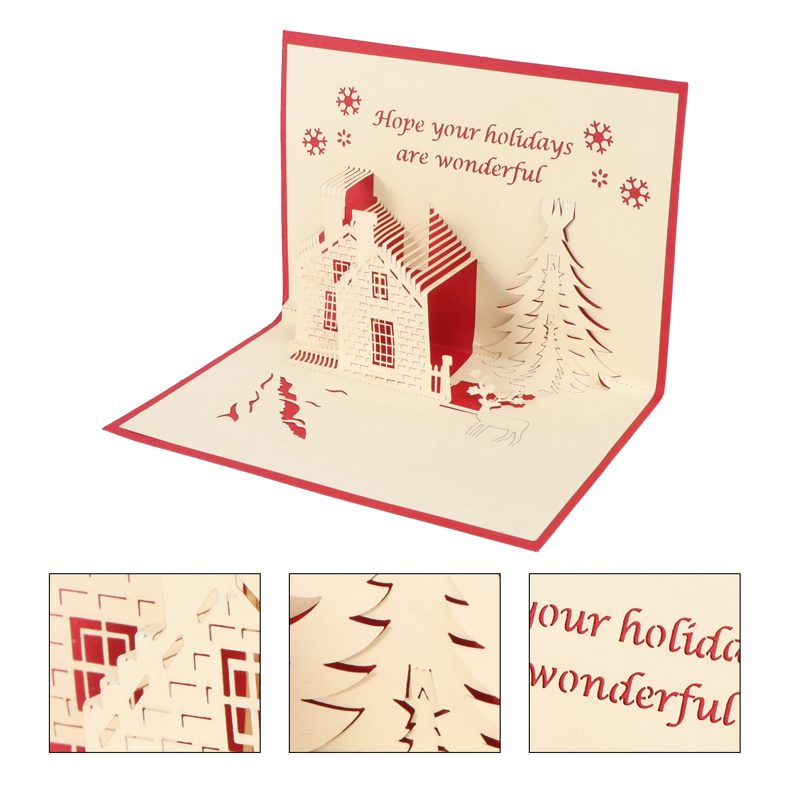 

2 Pcs Christmas Card Blessing Festival Greeting Three-dimensional 3D Castle Paper Jam