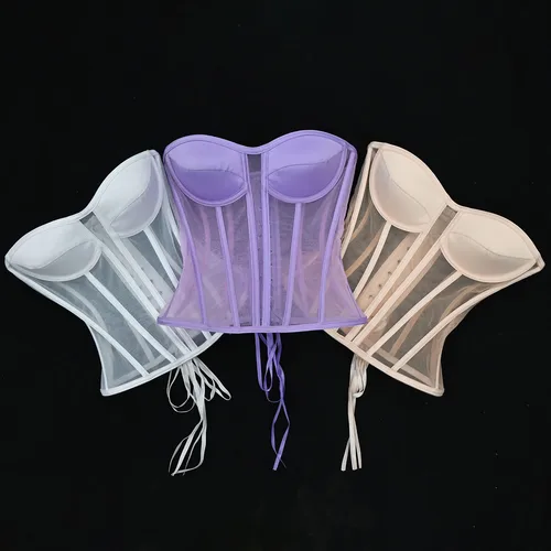 Imagen 2 del producto Corsé deshuesado Sexy con cordones para mujer, moldeador de cuerpo por encima del busto, corpiño, lencería, sujetador, ropa moldeadora, Top, chaleco adelgazante, Tops para boda