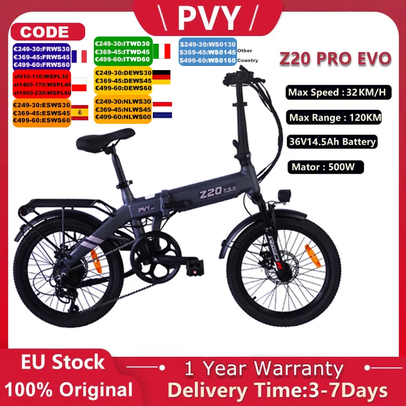 PVY Z20 PRO EVO vélo électrique 36V/14.5Ah batterie 120 Km portée vélo électrique 500W capteur couple moteur 20 pouces pneu Ebike