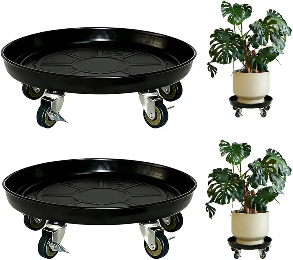 

Подставка для растений на колесиках 16 дюймов (грузоподъемность 200 кг) - Запираемые поворотные ролики, не царапающие поверхность, для больших керамических горшков