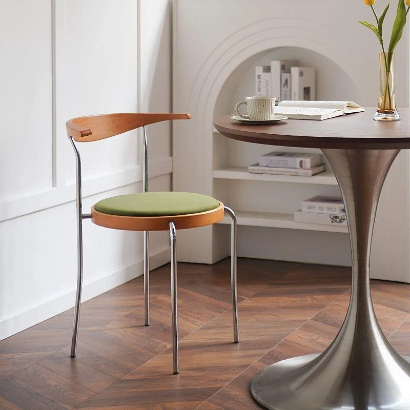 Horn chair retro solid wood dining chair home back
