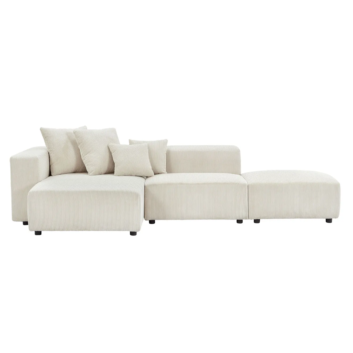 

Soft Corduroy Sectional Modular Sofa Set, Small L-Shaped Chaise Couch for Living Room, Apartment, Office, Beige