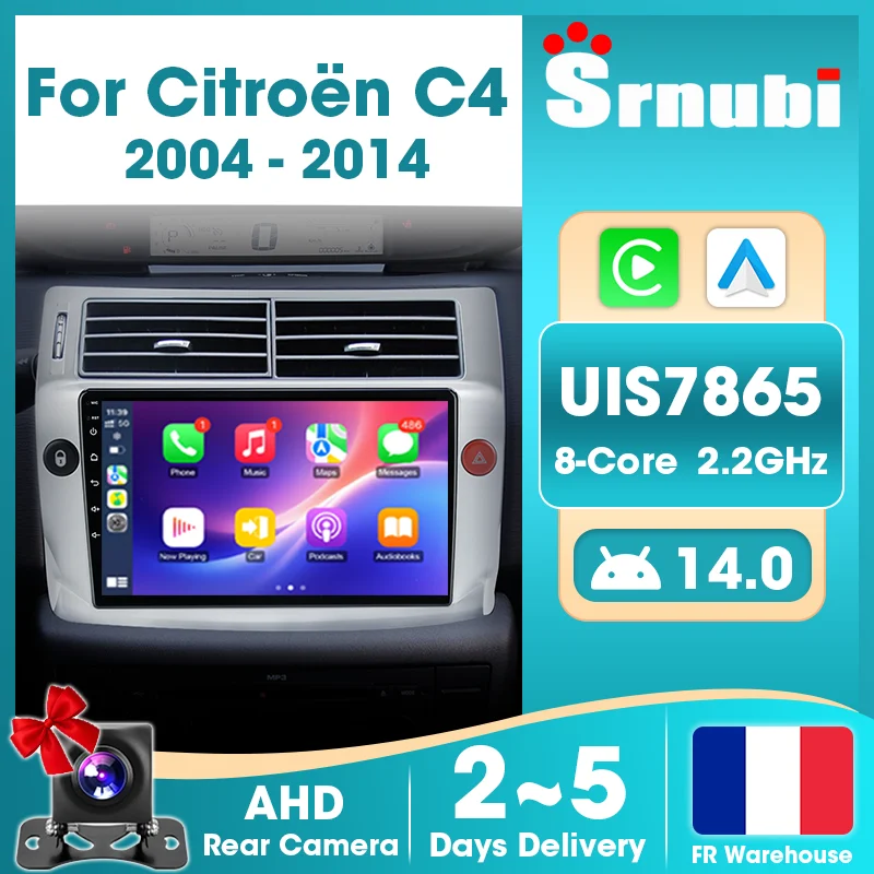 Srnubi Android Auto Car Radio Carplay for Citroën C4 2004-2014 GPS Navigation Multimedia Support SWC WIFI Button Light 4G Automotive Intelligent Systems