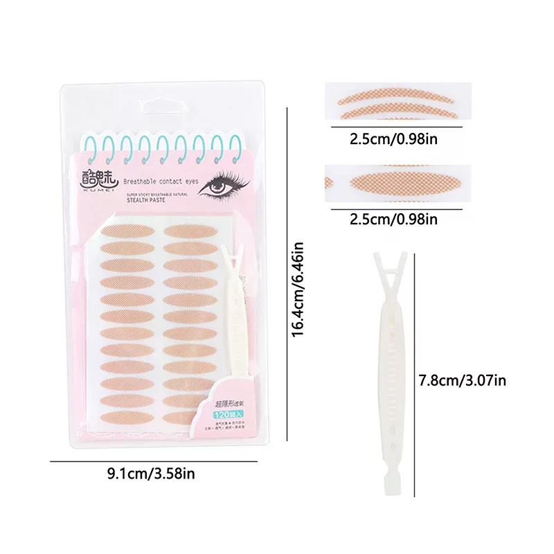 120 Uds cinta adhesiva para párpados dobles pasta autoadhesiva de doble pliegue de larga duración herramientas para ojos grandes Beige transparente