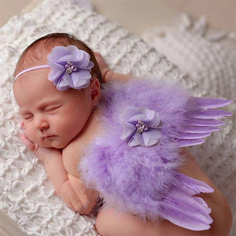 Baby Angel Wing with Headband Newborn Photography Props Set Fotografia Costume Outfits Photo Shooting Accessories