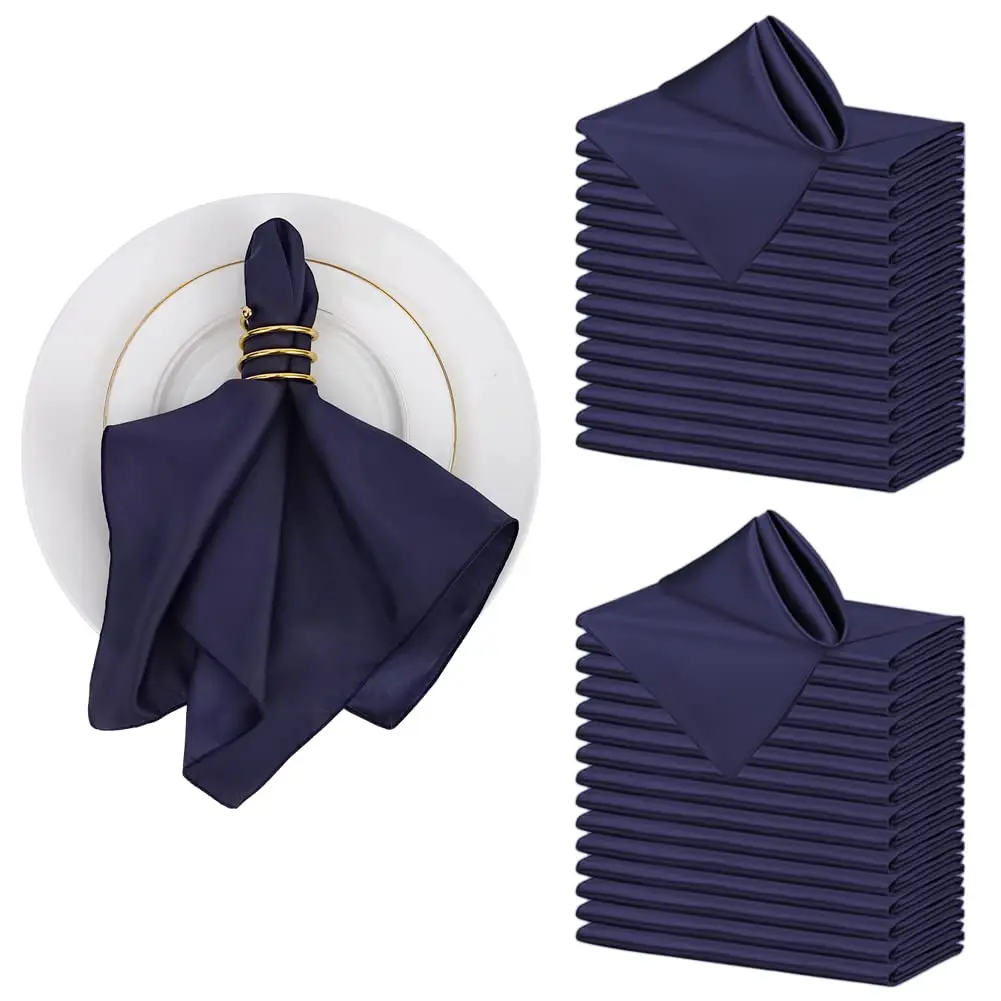 

30pcs Satin Dinner Napkins Reusable Folding Solid Color Table Napkin For Wedding Banquet Party Restaurant Wiping Cup Cloth