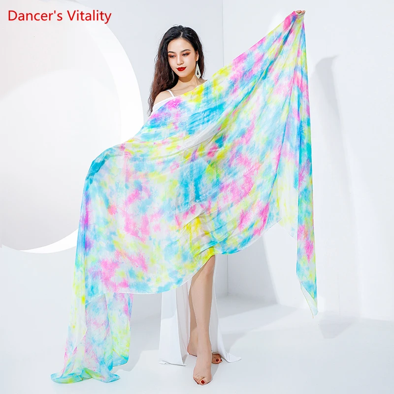 Belly Dance Accessory Opening Dance Mejance Scarf Tie Dyeing Hand Yarn 260 * 114 Mulberry Silk Throwing Yarn Belly Dance Veil