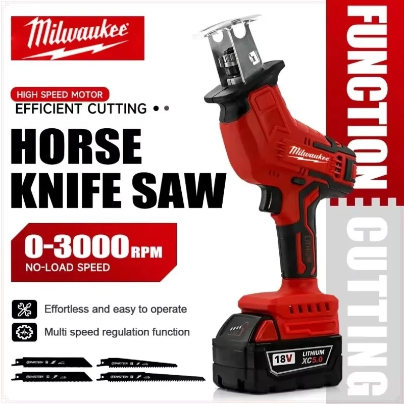 Milwaukee Electric Cutting Saw Cordless Electric Reciprocating Saw Speed Cutting Power Tools Wood Metal Pipe Cutting Saw Tool