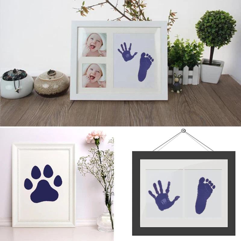 1/2 حزمة الوليد الطفل DIY بها بنفسك اليد بصمة عدة منصات الحبر إطار صور بصمة الصغار تذكارية اكسسوارات آمنة نظيفة استحمام الطفل #4