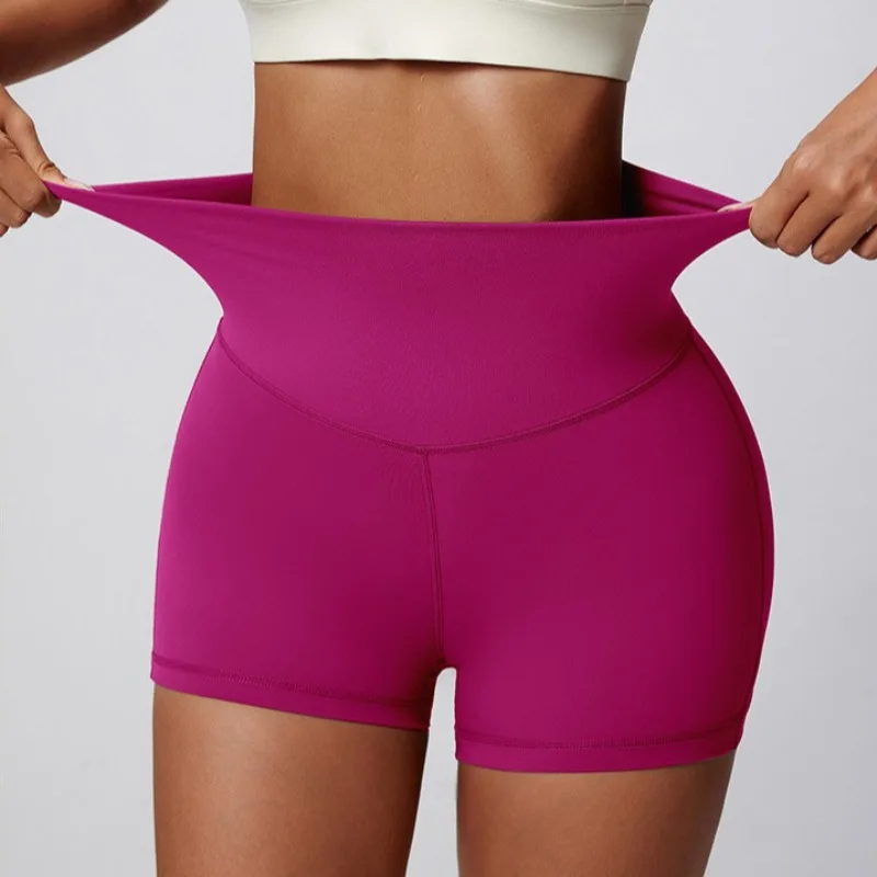 

Women Yoga Sports Shorts Cross High Waist Hip Lifting Gym Yoga Fitness Cycling Running Tight Elastic Breathable Short