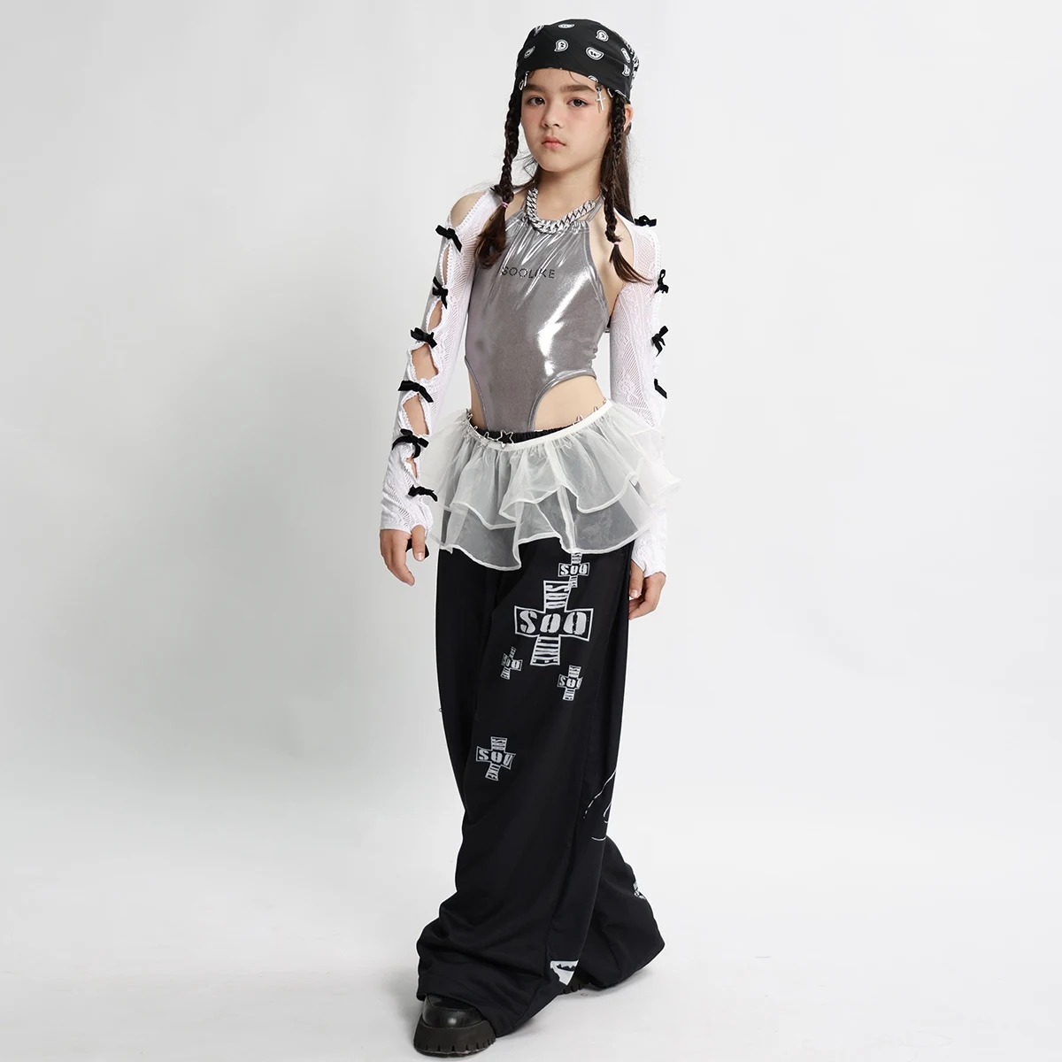 Stroje do tańca jazzowego dla dziewczynek, kostiumy do występów grupowych, ubrania K-pop, dziecięce stroje hip-hopowe do tańca ulicznego, stroje sceniczne na festiwale XS9810