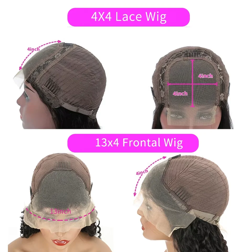 Parrucca dell'onda del corpo dei capelli indiani di Remy 13x4 parrucca frontale in pizzo HD trasparente onda del corpo 4x4 parrucca di capelli vergini con chiusura in pizzo per le donne nere