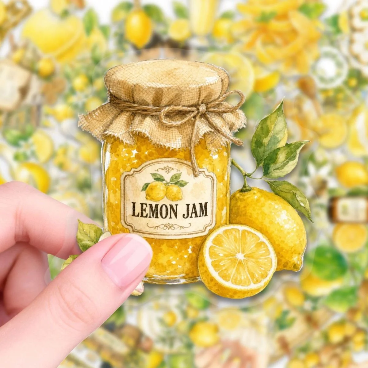 50pcs Lemon Watercolor Stickers Aesthetic DIY Self-Adhesive Decals for Laptop Notebook Planner Journal Scrapbooking