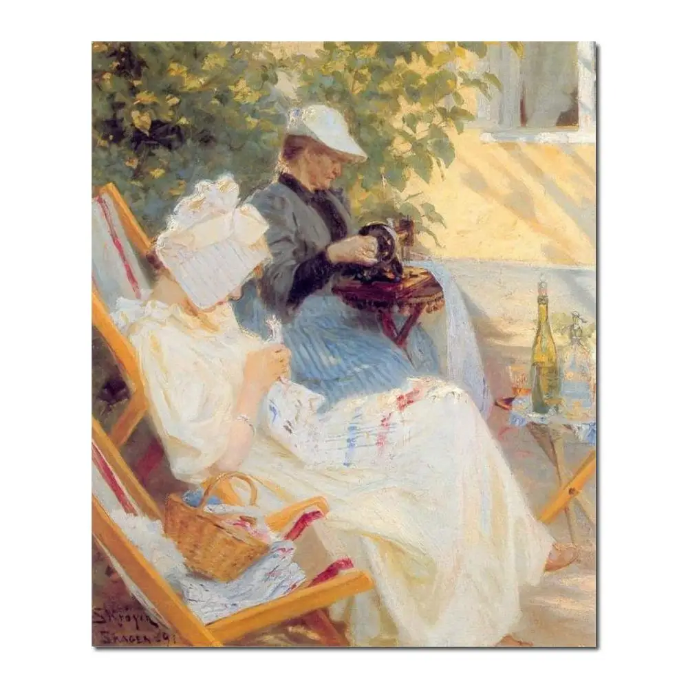 

High quality Marie and Her Mother in the Garden by Peter Severin Kroyer oil painting on canvas Portrait Painting Art Handpainted