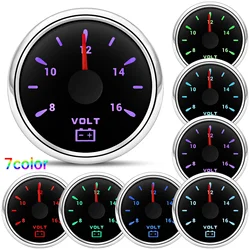 AD Waterproof 2'' 52mm 7Colors Voltmeter Meter Pointer Voltage Volt Gauge 8-16V 16-32V Voltmeter For Car Boat Auto Motorcycle
