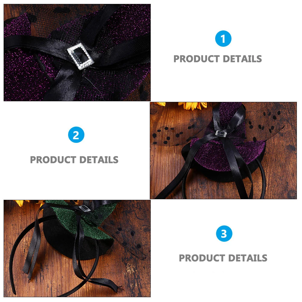 

4Pcs Witch Hat Hair Hoop Halloween Headdress Pointed Hat Headb Fashion Headb for Girl Child Party Dress Cute Hair B Lightweight
