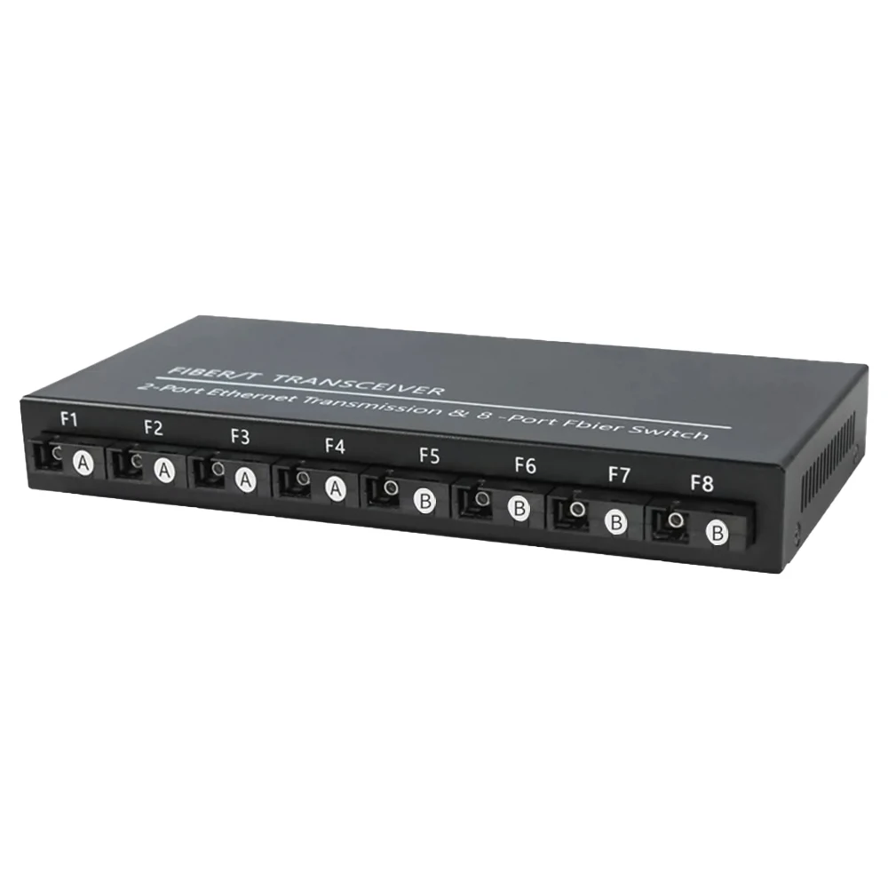 Gigabit Ethernet Fiber Switch 1.25G Fiber 8 Port 2 RJ45 Port Media Converter SC 20km SingleMode 100/1000Mbps Optical Transceiver